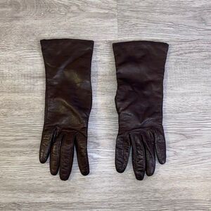 Vintage Gloves Brown Leather 100% Cashmere Lined Women's Size 7 Made In Italy